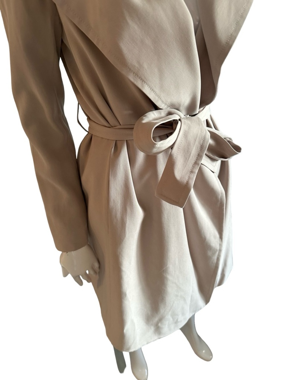 Club Monaco Taupe Shawl Collar Tie Waist Soft Trench Coat XS - Picture 5 of 8